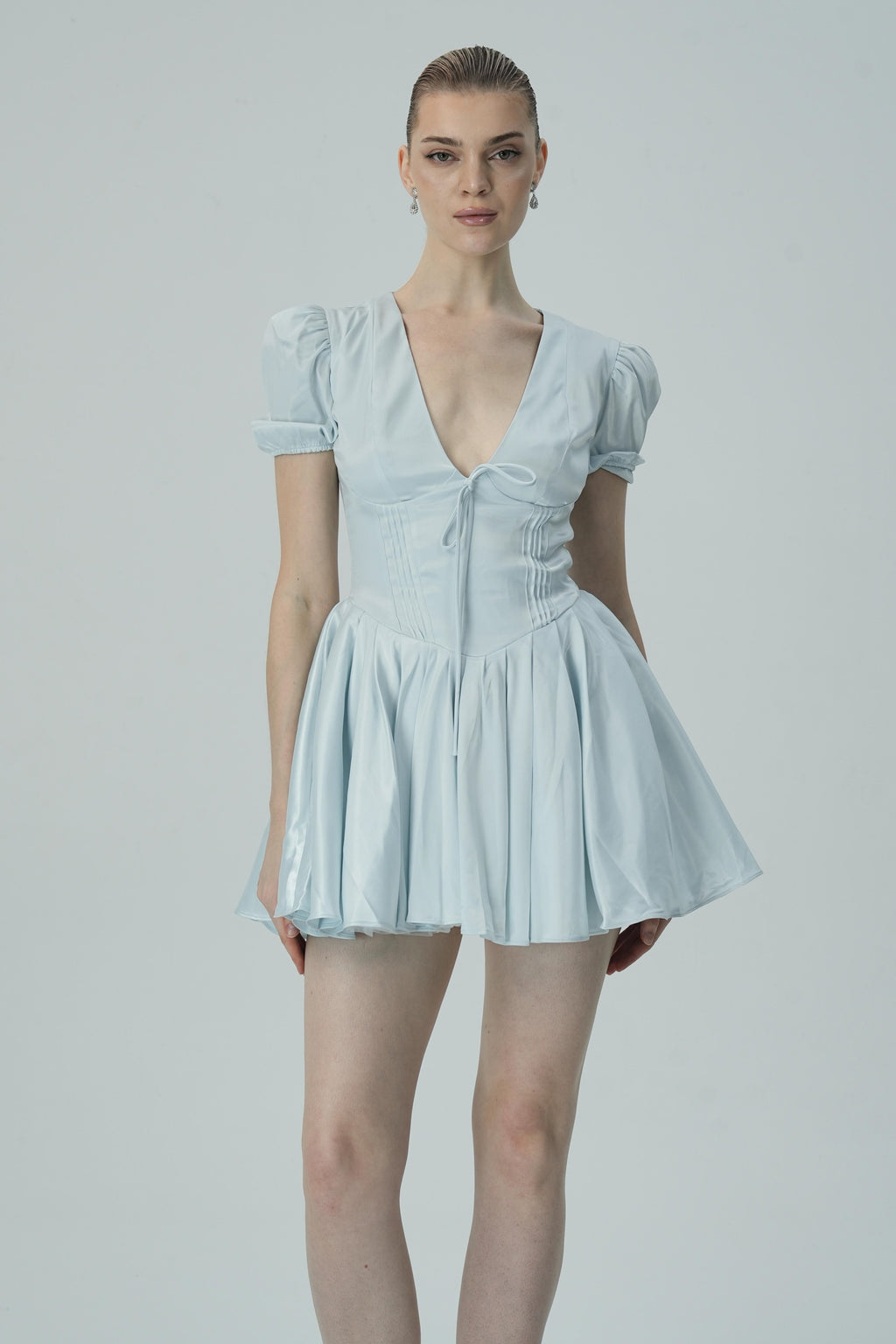 Şık Puf Kollu Mini Elbise