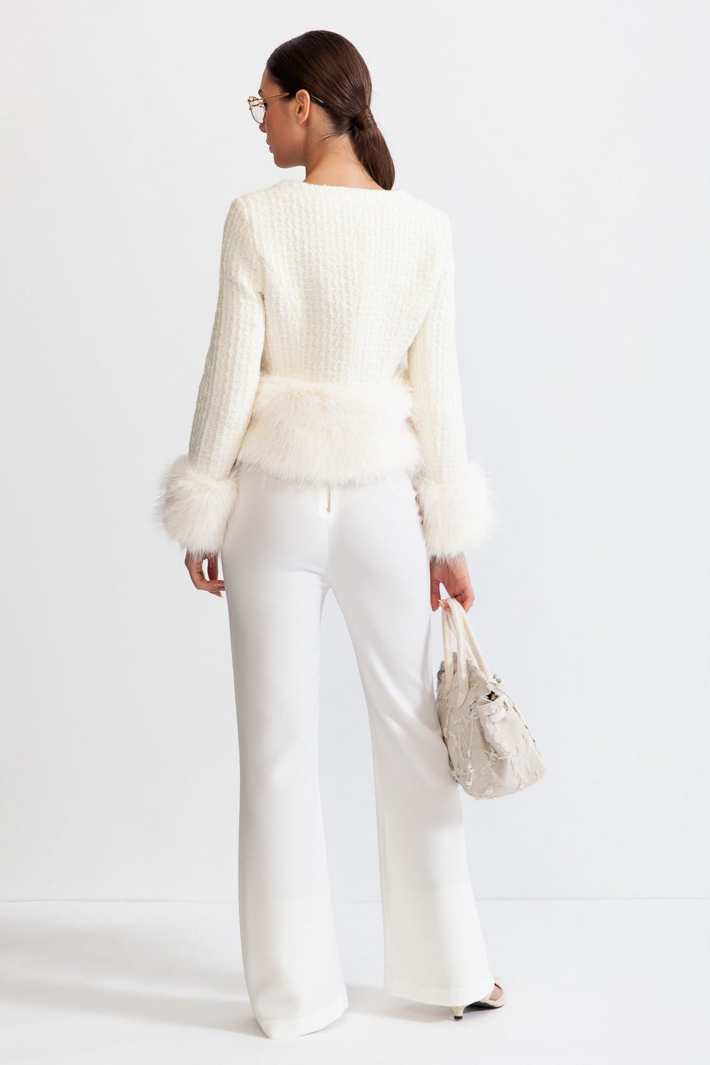 Beyaz Kürk Detaylı Palto