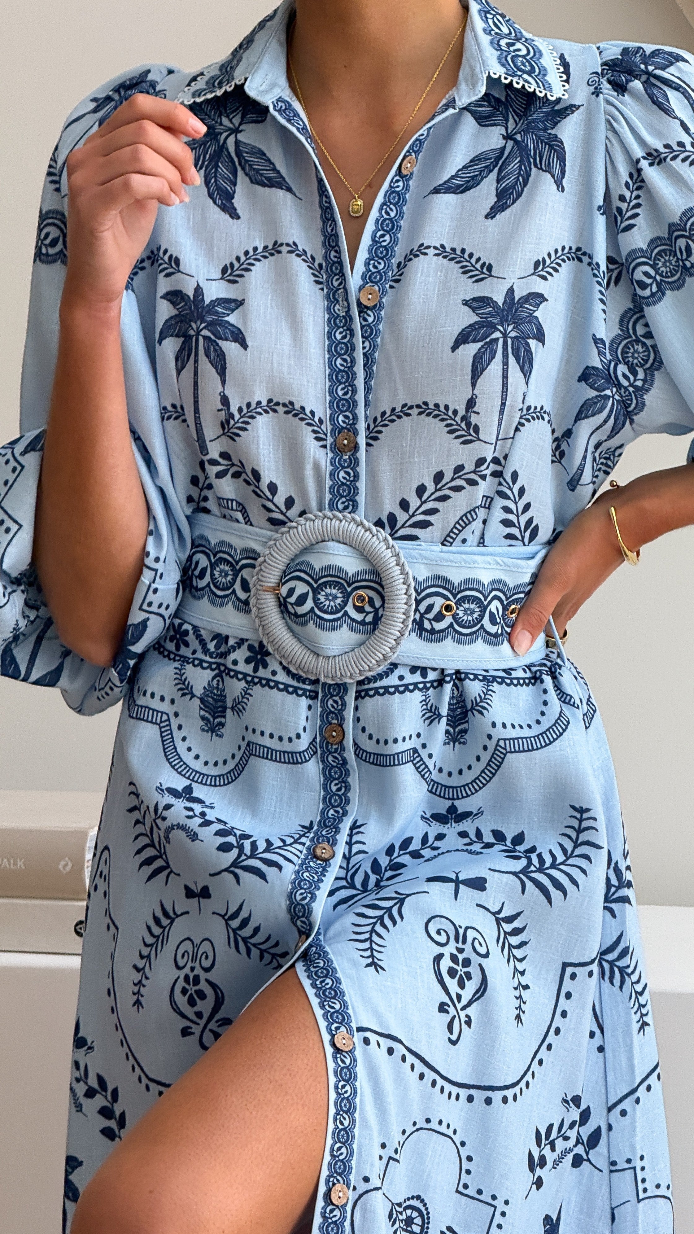 Xander Uzun Kollu Maxi Elbise - İndigo