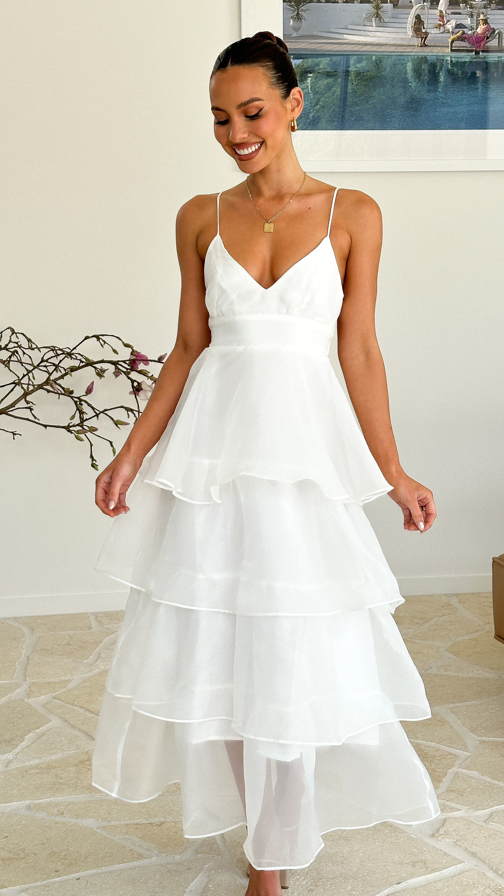 Shayla Maxi Elbise - Beyaz