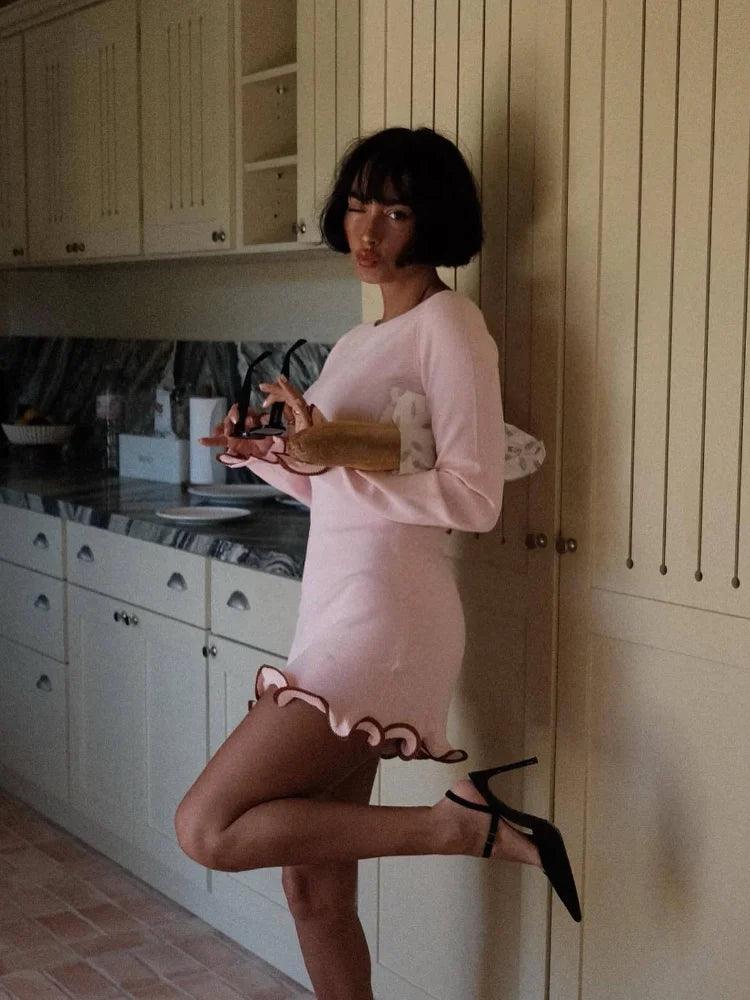 Fırfırlı Etekli Mini Elbise