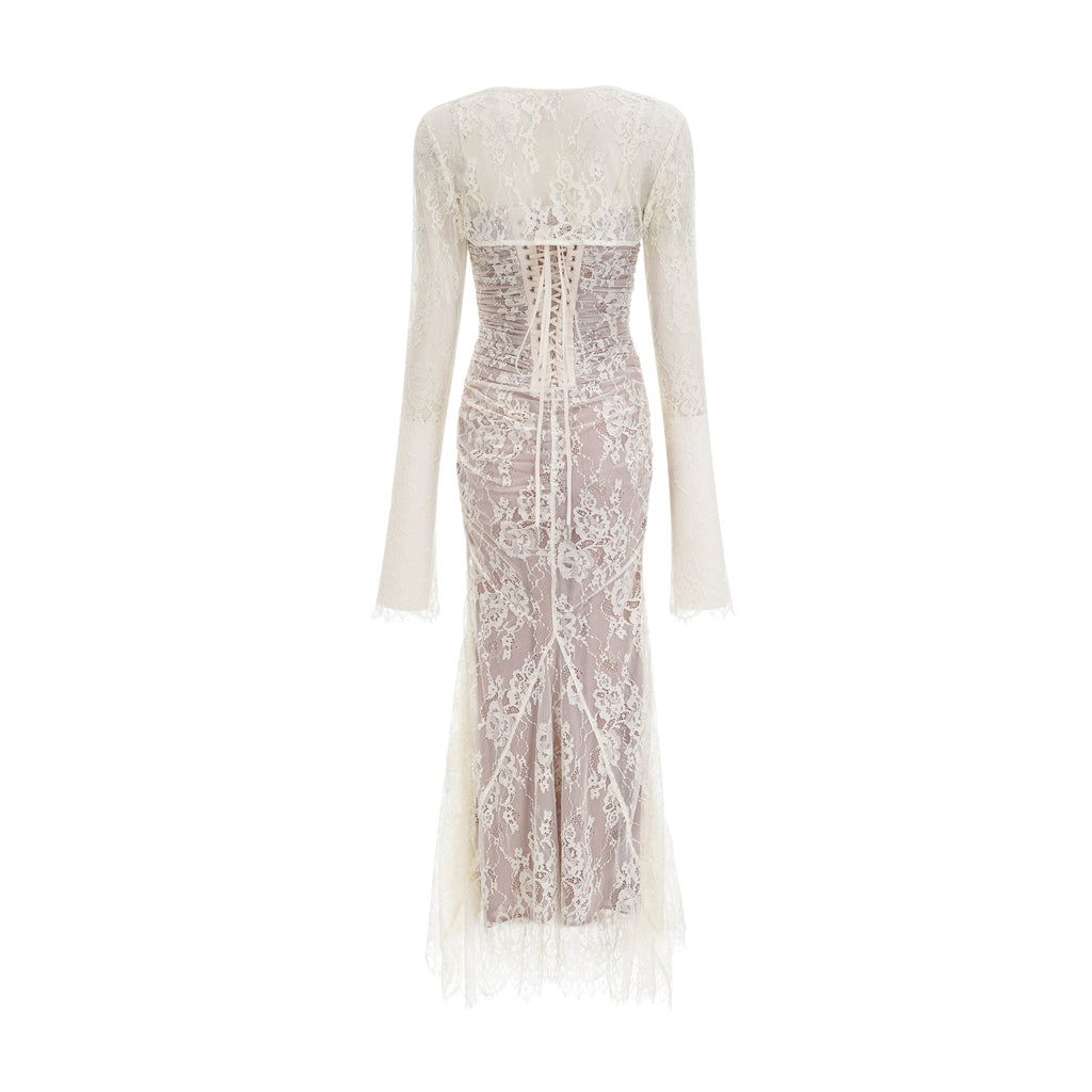 Valérie çiçekli dantel örgü maksi elbise