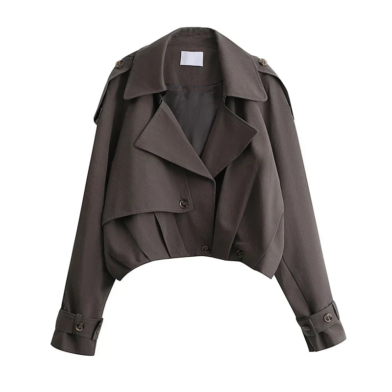 Çift Düğmeli Kısa Trençkot