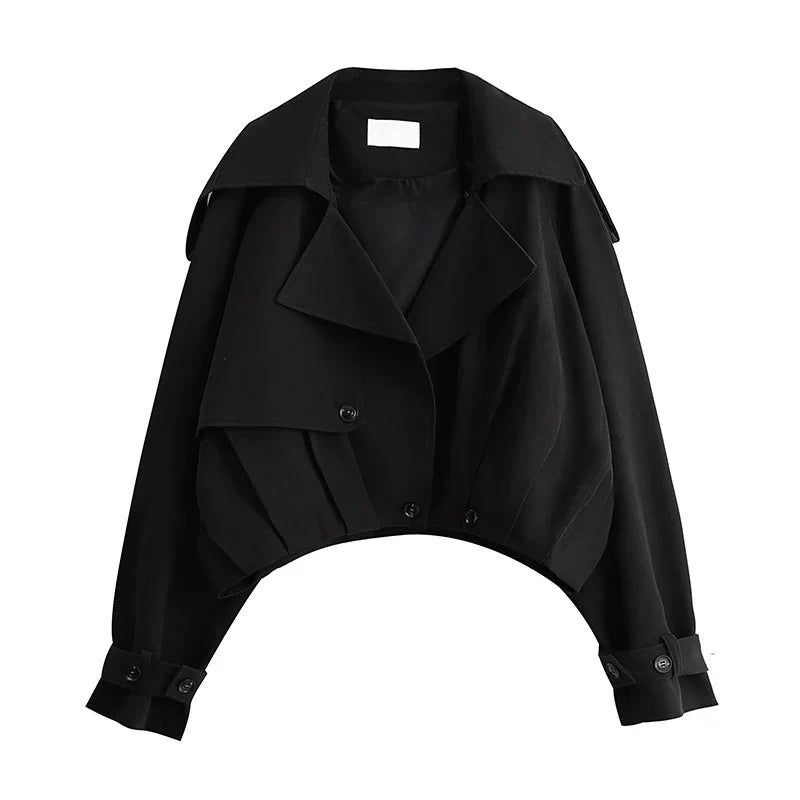 Çift Düğmeli Kısa Trençkot