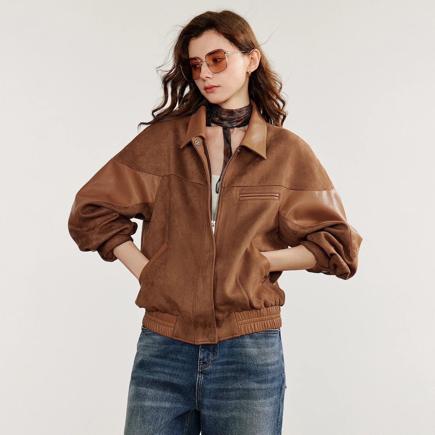 Oversize Kahverengi Deri Ceket