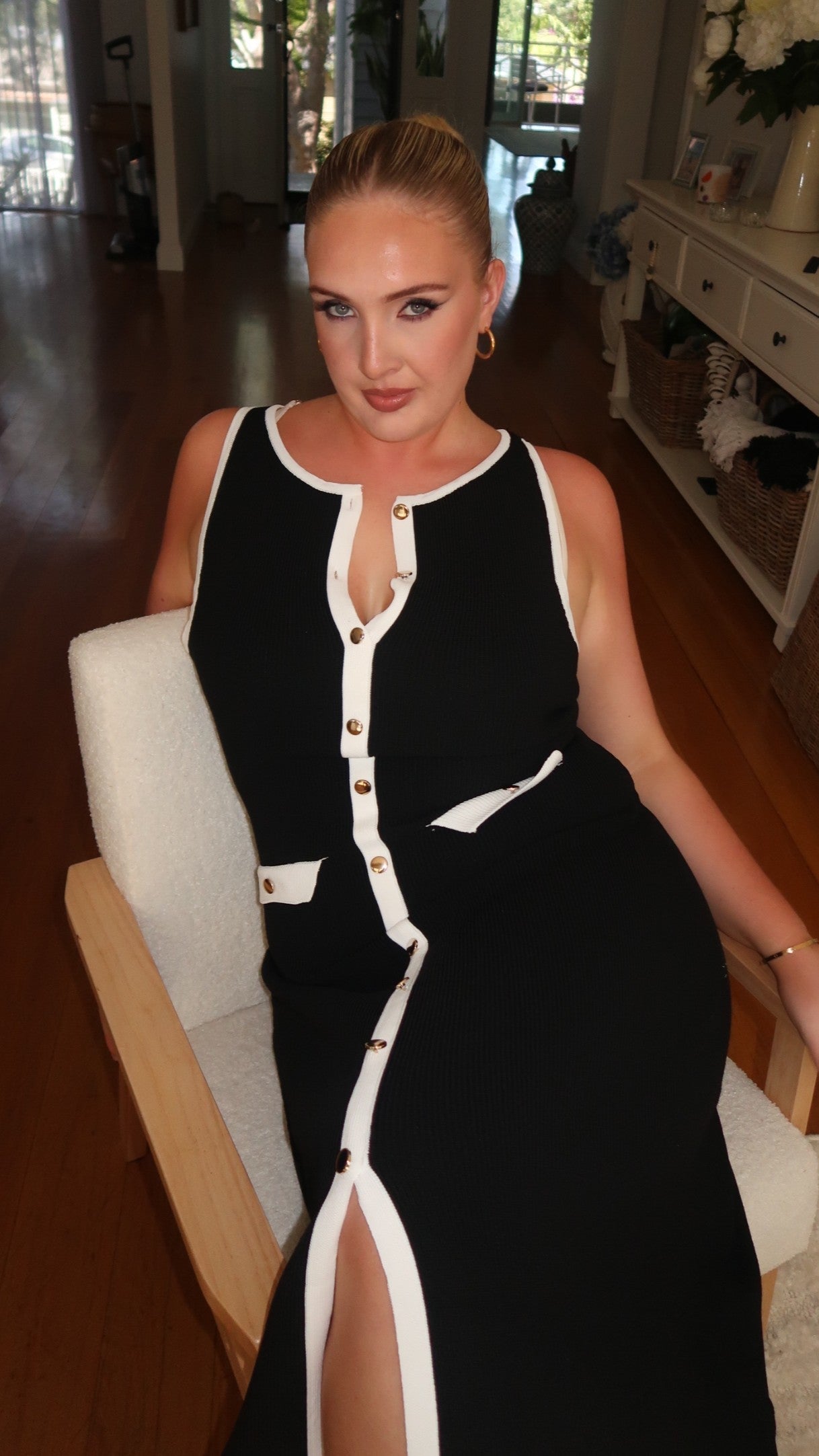 Antoinette Maxi Elbise - Siyah/Beyaz