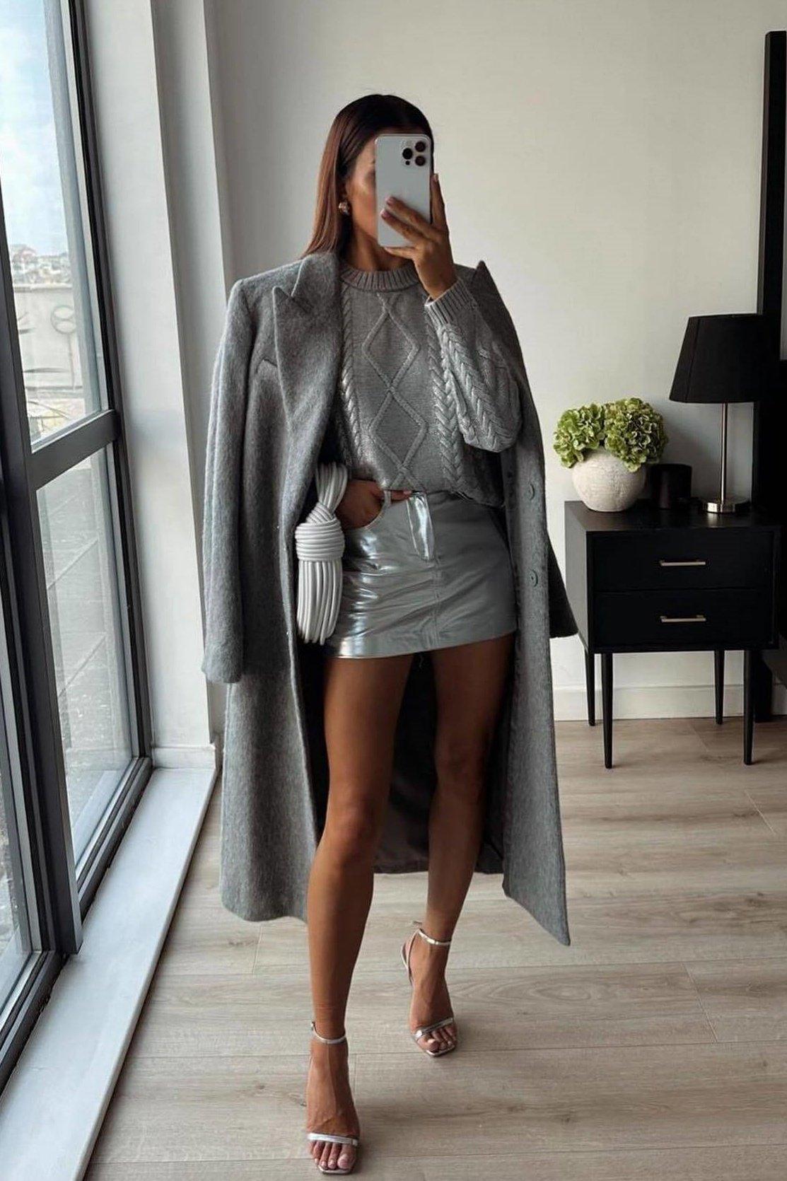 Metalik Folyo Örgülü Kazak