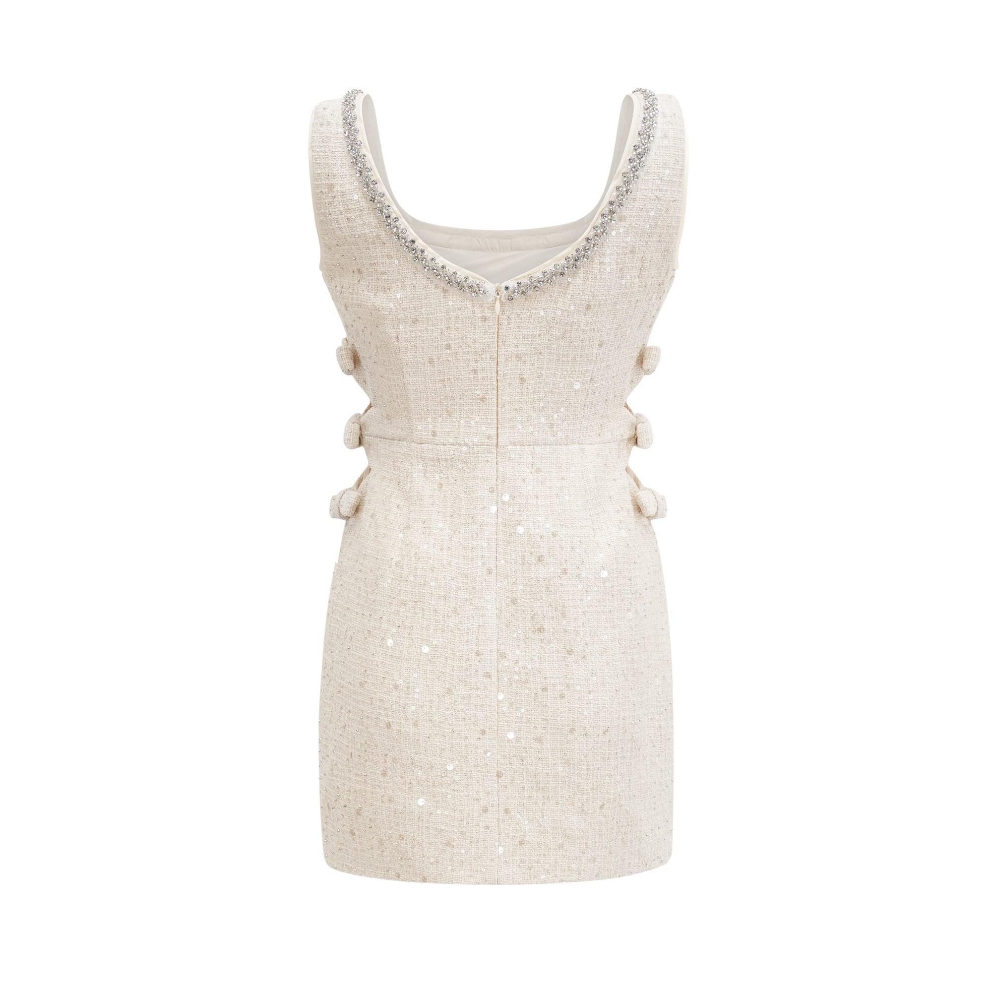 "Manon Charm" Açık Mavi Işıltılı Tweed Mini Elbise