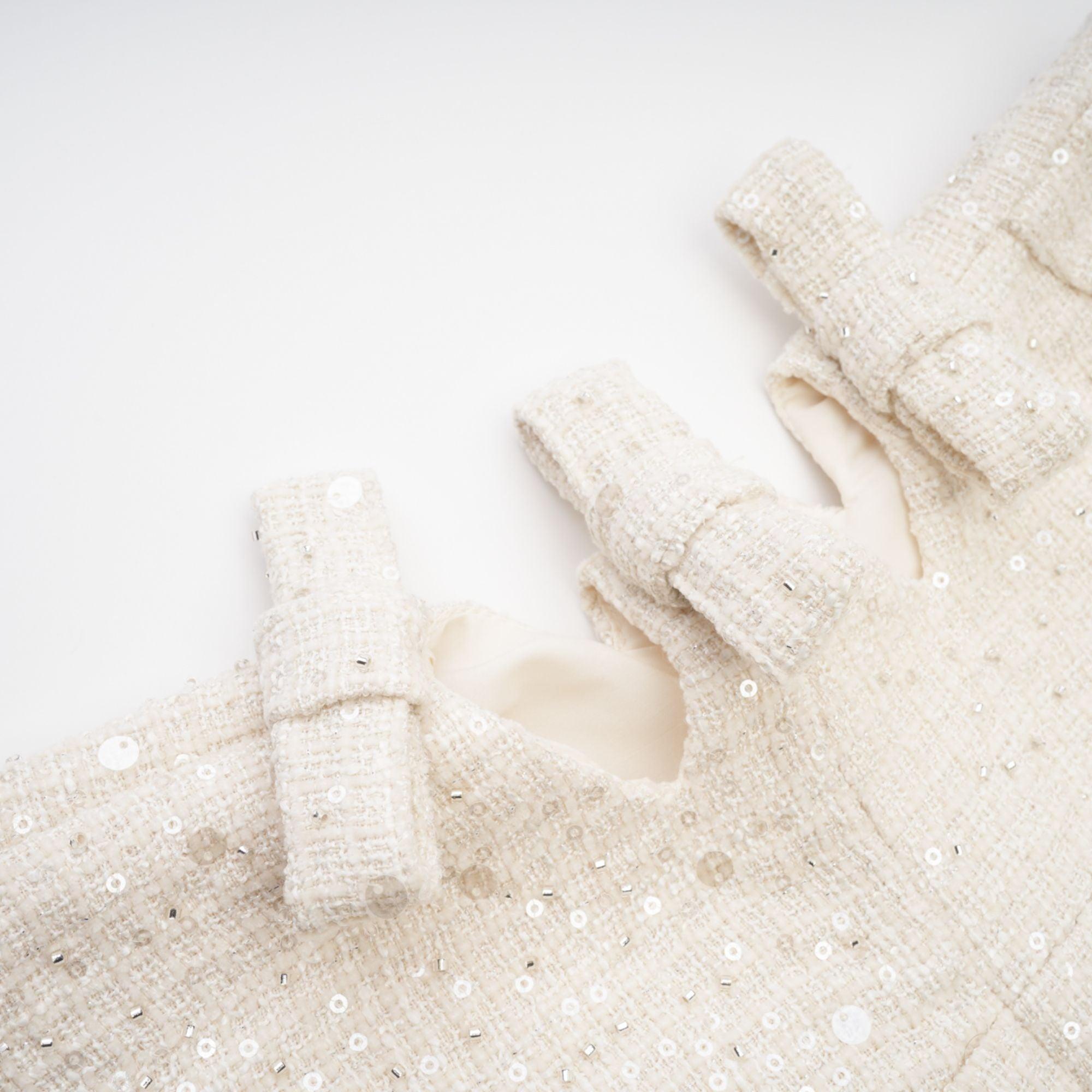 "Manon Charm" Açık Mavi Işıltılı Tweed Mini Elbise