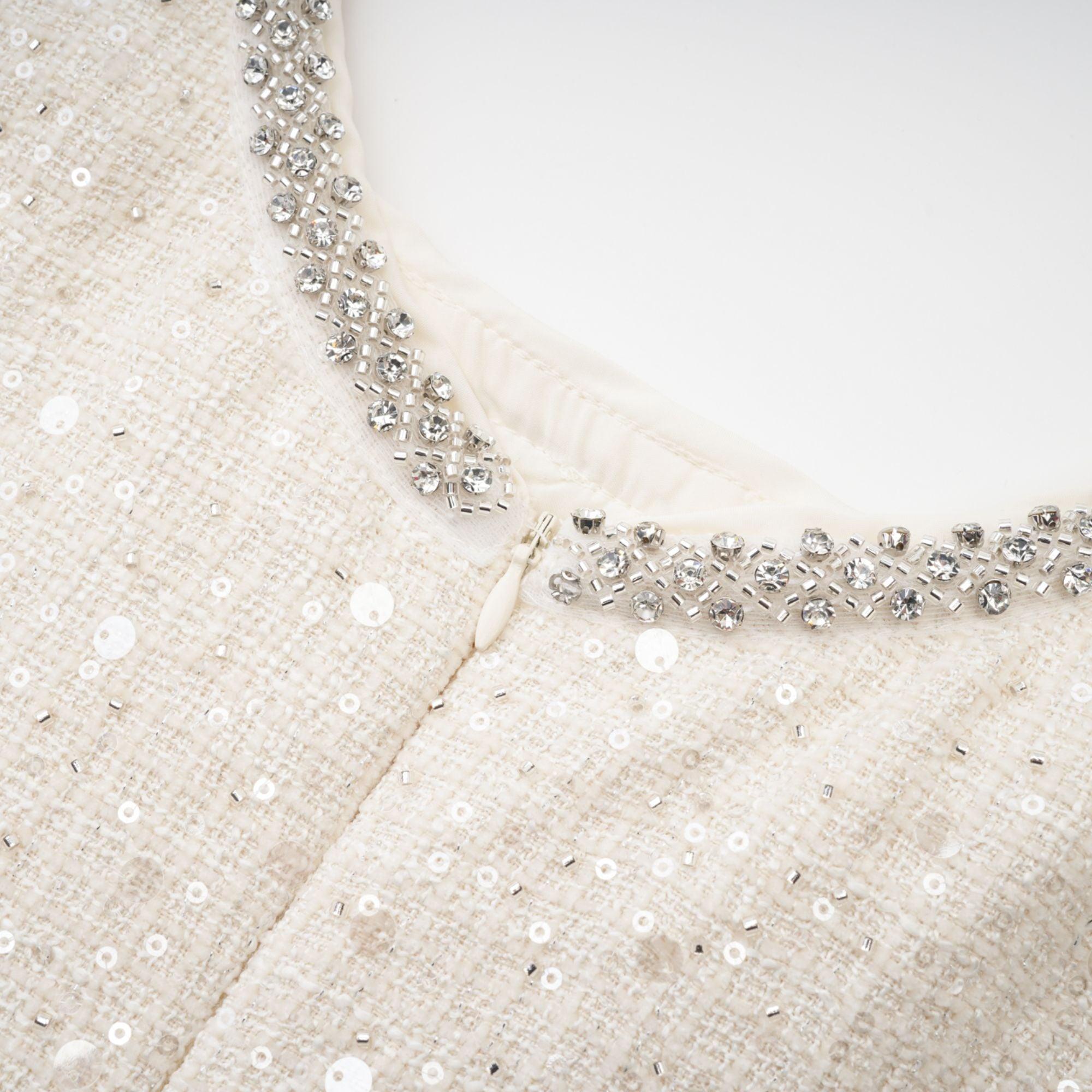 "Manon Charm" Açık Mavi Işıltılı Tweed Mini Elbise