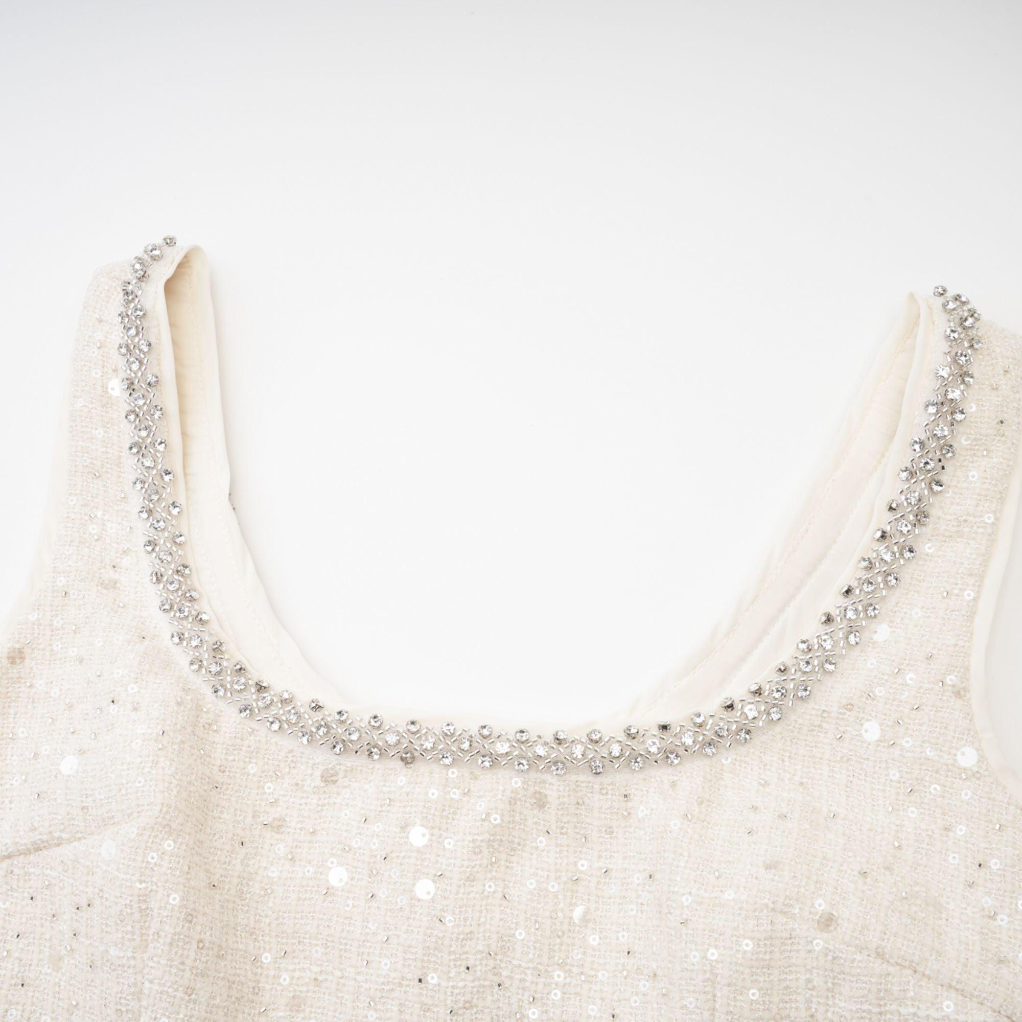 "Manon Charm" Açık Mavi Işıltılı Tweed Mini Elbise