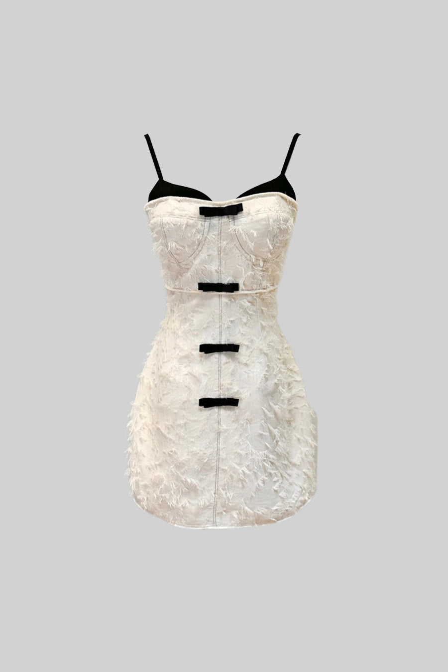 Tüy Benzeri Desenli Kumaşlı Mini Elbise